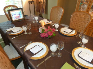 Dinner Table and Slideshow being Presented to Client